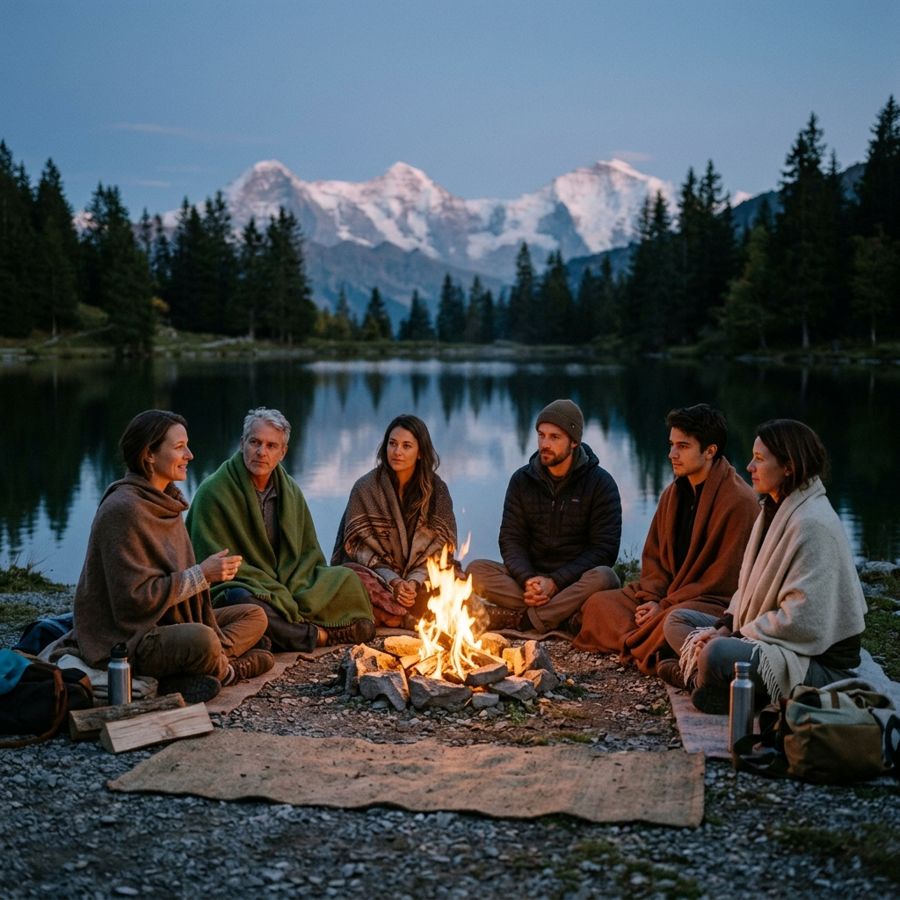 Evening sharing circle by the lake